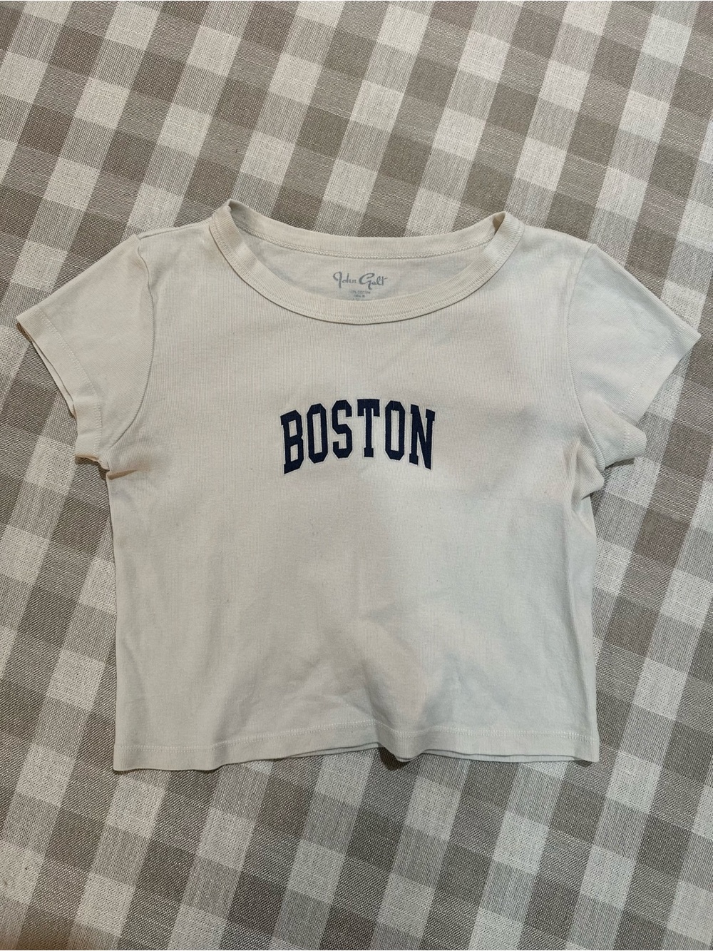 John Galt Ashlyn Boston Cropped T-Shirt Cream & Blue